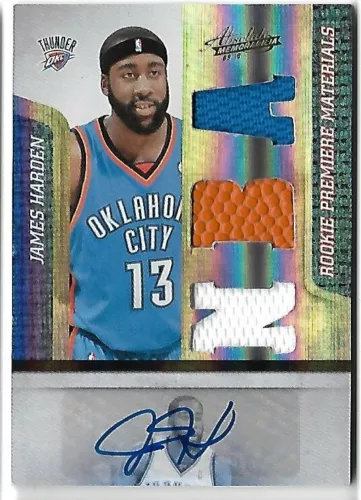 JAMES HARDEN 2010 PANINI ABSOLUTE ROOKIE AUTO AUTOGRAPH JERSEY/BALL CARD #/499!