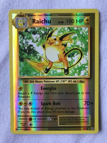 Raichu REVERSE HOLO 36/108 Pokemon TCG XY Evolutions Card NM - Picture 1 of 2