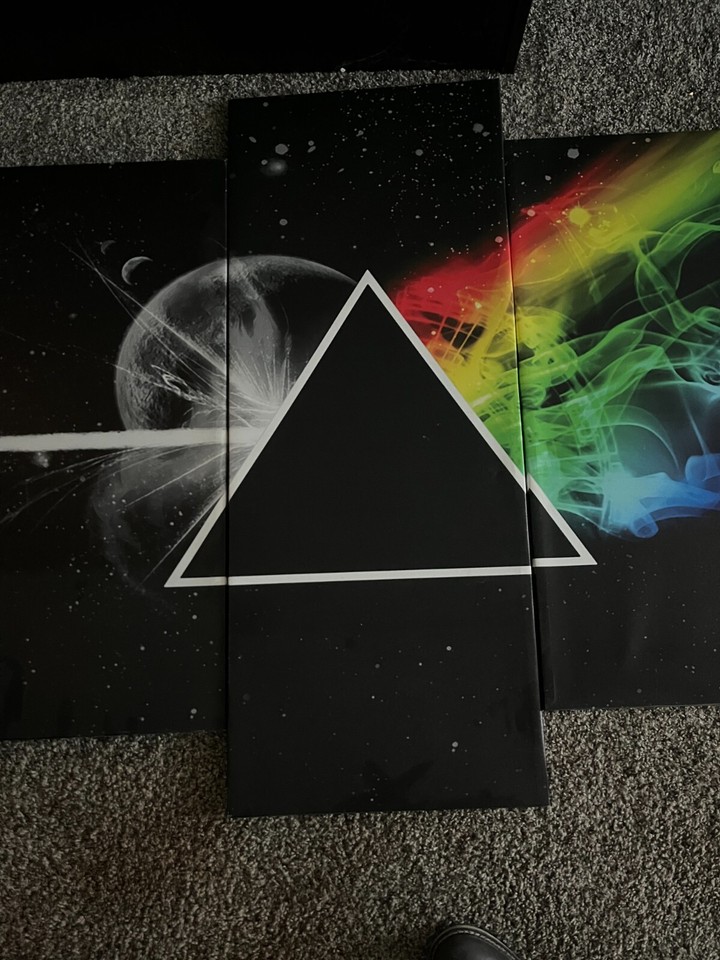 6 FOOT WIDE Pink Floyd The Dark Side of the Moon Triangle Prism Canvas