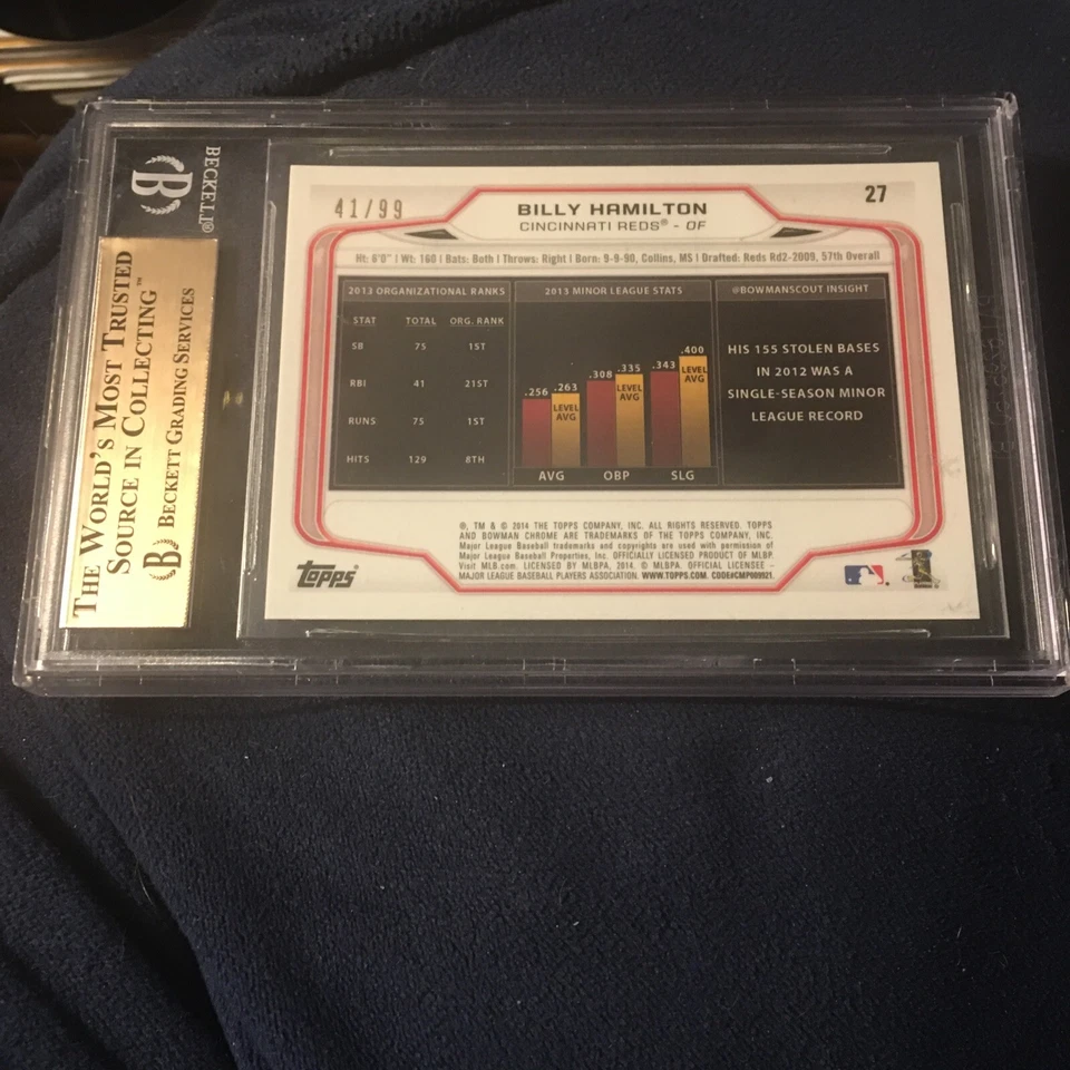 Billy Hamilton 2014 Bowman Chrome 27 дебютант пузырьки переливающаяся 41/99 (BGS 9.5) - Изображение 2 из 4