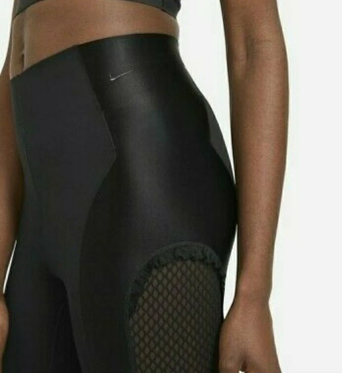 $150 Nike Women's Size M Black High-Waisted 7/8 Training Mesh Tights CU6160-010 - Image 2 of 4