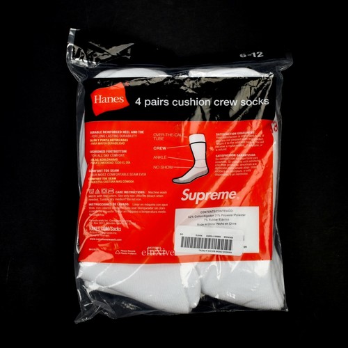 NUEVOS CON ETIQUETAS Supreme NY Para hombre Blanco Rojo Logotipo Tejido Crew Calcetines SS20 Sellados Paquete de 4 AUTÉNTICOS - Imagen 3 de 6