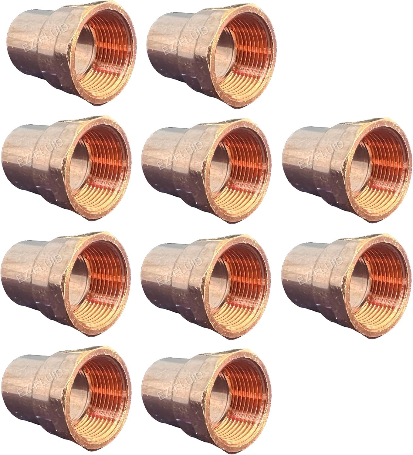 EZ-FLUID Plumbing (10 Pack) 1/2" C X FIP LF Copper Female Adapter Pressure Co...