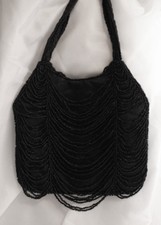 Black Beaded Drape Evening Bag