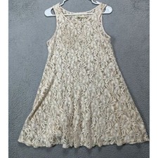 Free People Floral Lace Dress Womens Small Petite Beige Nylon Blend Mini Ladies
