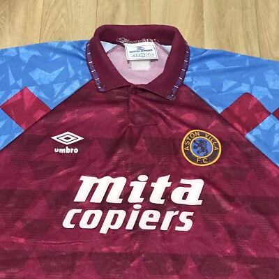 ウェア 90s umbro Aston Villa uniform shirt y2k ASTON VILLA FOOTBALL SHIRT 1990/1992 HOME JERSEY soccer