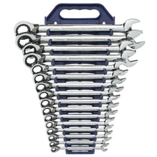 Metric 72-Tooth Reversible Combination Ratcheting Wrench Tool Set (16-Piece)