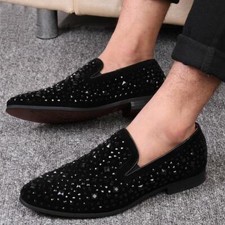 Loafers Men's Rhinestones Fashion Wedding Party Slip On Shiny Dress Shoes 2025