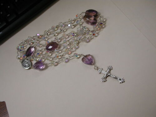 Sterling silver handmade Rosary 45" Amethyst and Ametrine & crystal bead Neck... - Picture 1 of 5