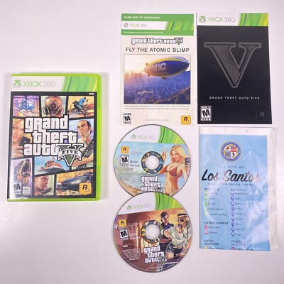 Grand Theft Auto V GTA 5 Microsoft Xbox 360 2013 Complete W/ Map EUC