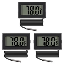 3-Pack Digital LCD Thermometers with External Probe, for Fridge/Freezer, Fahrenh