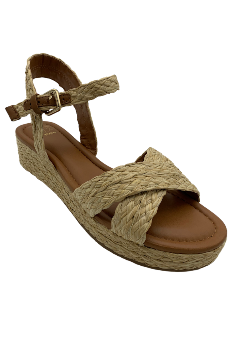 Dune London Leather Espadrille Sandals Linnie Natural Raffia
