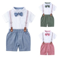 Newborn Baby Boy Romper Gentleman Wedding Bow Tie Tops Shorts Party Suit Outfits