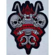 New Live Free Ride Hard Skulls Embroidered Biker Iron On Patch
