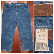 NWT L.L. Bean F740 Stonewashed Men's Classic Fit Jeans/Pants 46x30 Made in USA