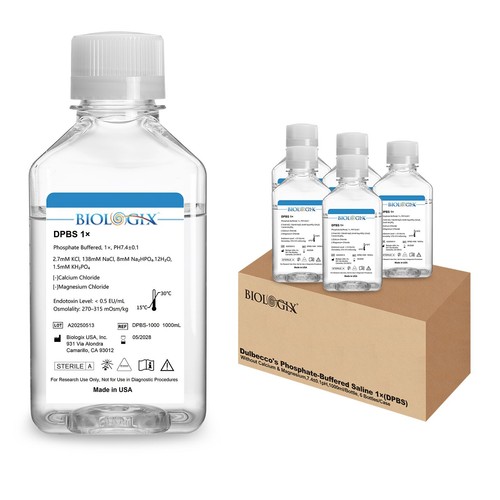 Biologix® DPBS Buffer (without Ca2+&Mg2+) (1×), 1000mL/ Bottle, 6 Bottles/Case - Picture 8 of 8