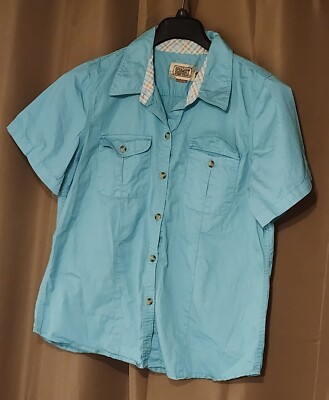 C.E. Schmidt Women's Fit for Her Workwear Button Up Shirt Turquoise Size Large