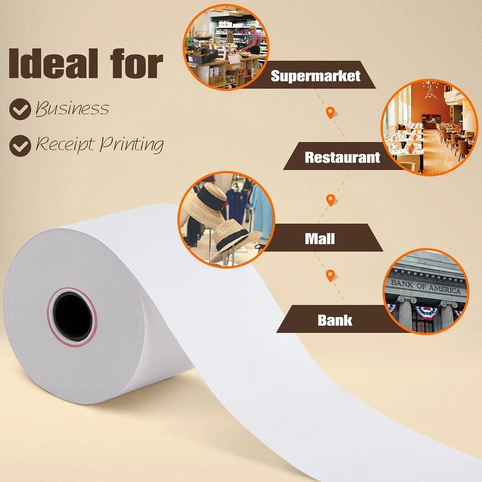 2 1/4" x 165' Thermal Receipt Paper 50 Rolls Cash Register POS Credit Card Tape - Image 4 of 4
