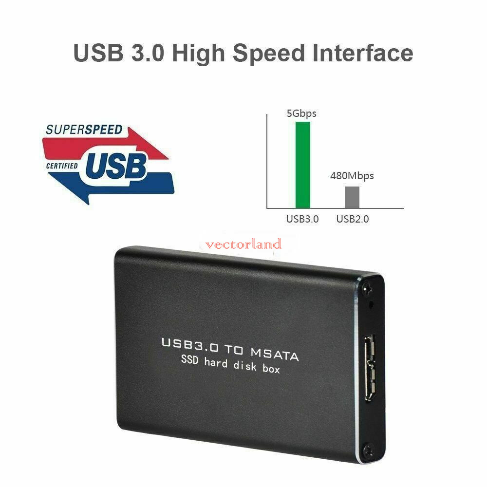 USB to mSATA SSD Enclosure External Case Hard Disk Box Converter  Adapter US