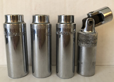 Four MAC Tools Sockets 3 XD6 16, 17, 18mm Deep XU206DPD 5/8'' Swivel 3/8'' Drive