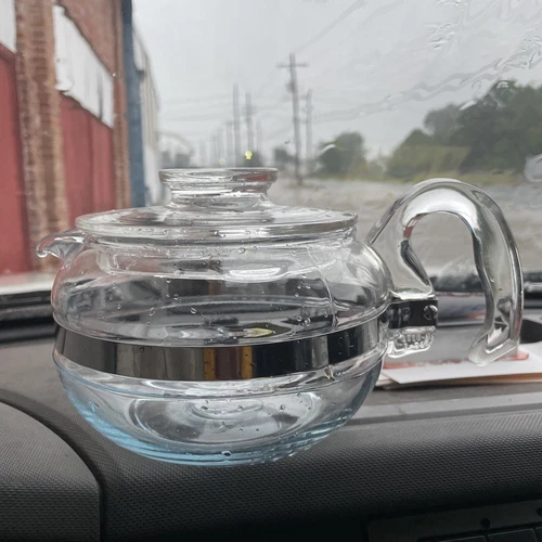 Vintage Pyrex Flameware 8446 - 6 Cup Glass Coffee/Tea Pot w Lid