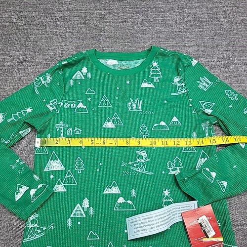 Wondershop Boys Girls Ski Printed Family Thermal Pajama Set Medium Size 8 Green - Picture 3 of 11