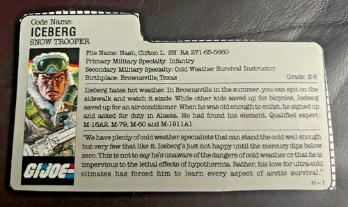 GI JOE: ICEBERG  (FILE CARD) (SNOW TROOPER)