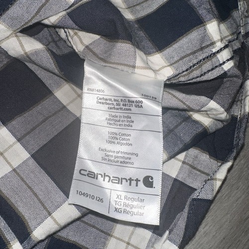 Camicia uomo Carhartt con bottoni taglia XL vestibilità ampia nero/grigio cotone a quadri 104910 - Foto 5 di 10