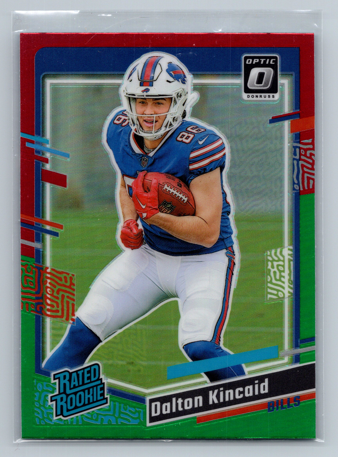 2023 Donruss #308 Dalton Kincaid Optic Rated Rookie Preview Red & Green Prizm