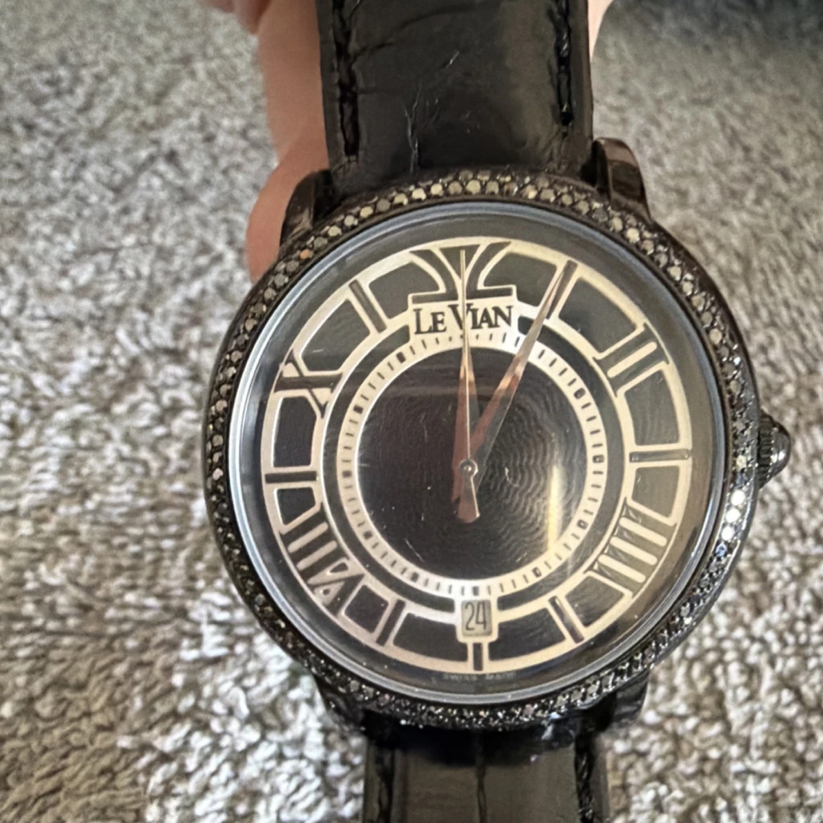 LEVIAN ZAG 1st TROPEZ black croc band DIAMOND WATCH LTD EDITION NEWw/box-REDUCED Men main image 3