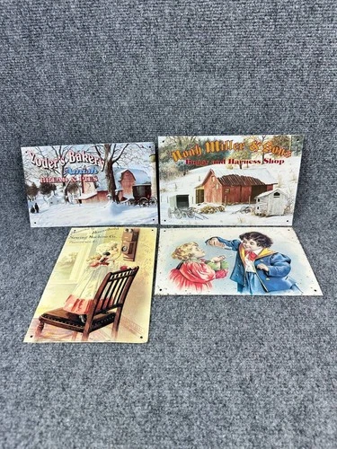 Lot of 4 Vintage Style Metal Tin Signs Retro Advertising Prints