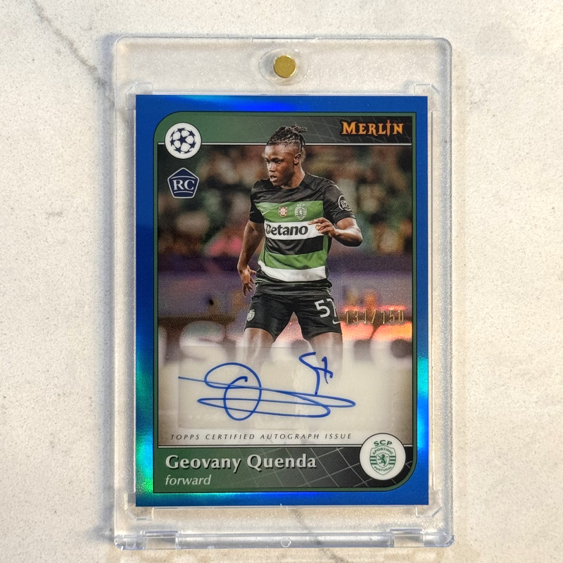 24-25 Topps Merlin Chrome Geovany Quenda Auto Blue RC #/150 Chelsea Color Match