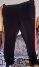 Adidas Black Joggers with Pink Side Stripes for Women Size 2XL