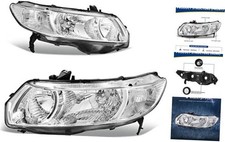 Headlight Assembly Compatible with Chrome Housing Clear Lens Clear Reflector