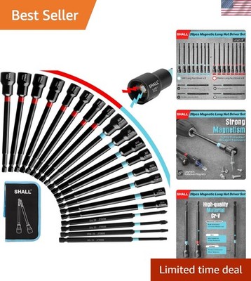 Efficient 20PCS Nut Driver Set with Strong Magnet & 6  Long Hex Shank for Drills
