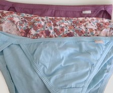 New Womens 7/L Jockey 3-Pack String Bikini Cotton Underwear 2 Solids, 1 Floral