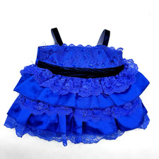 Build A Bear Rare Royal Blue Ruffle Lace Satin Sequin Dress Teddy Clothes - READ