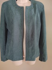 Southern Lady Vintage Green Embroidered Jacket Shoulder Pads Dynasty Sz 8