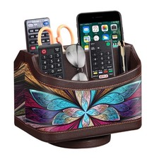360 Rotatable Remote Control Holder, PU Leather TV Remote Holder Caddy for Ta...