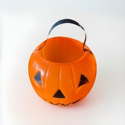 Vintage Halloween Blow Mold Pumpkin Candy Pail Bucket Carolina Enterprises 80s