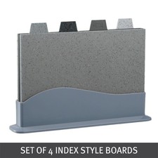 4PCS Grey Chopping Board with Stand & Index Granite Effect Cutting Vegetable Mat