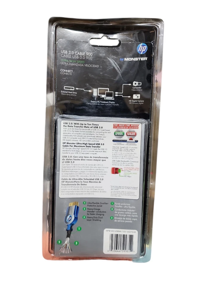 HP Monster Micro USB 3.0 Cable 900 New in Box X 3 Lot - Image 3 of 4