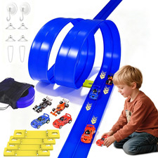 Flexible Race Track Toys for Kids: 20 Ft Flex Race Car Ramp Track with Suction C