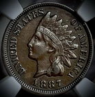1887 indian head penny Ngc Au50 Bn