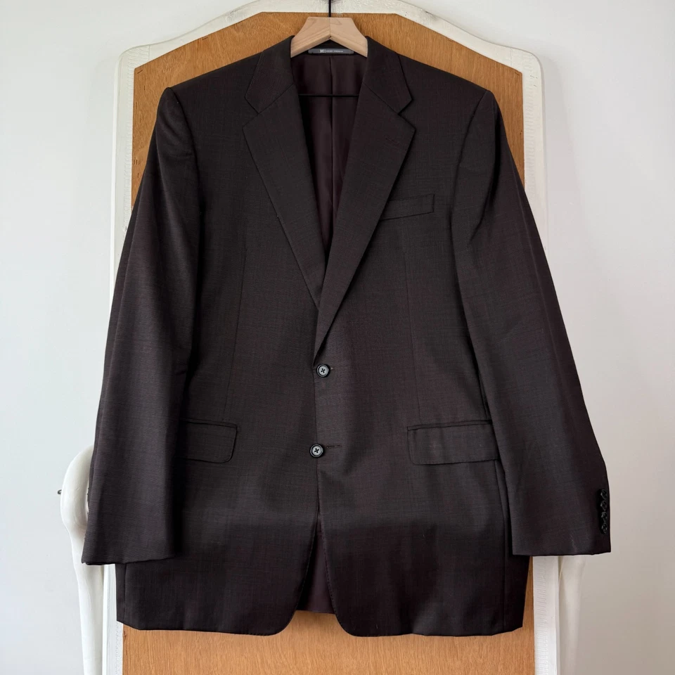 Hickey Freeman Suit Mens 42L Brown Nailshead 2 Button Canvas Wool Pants 36x32 - Image 2 of 4