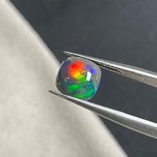 1.3 ct Ethiopian Opal Cushion Cabochon 8 x 7.9 mm Intense Red Multicolour Fire