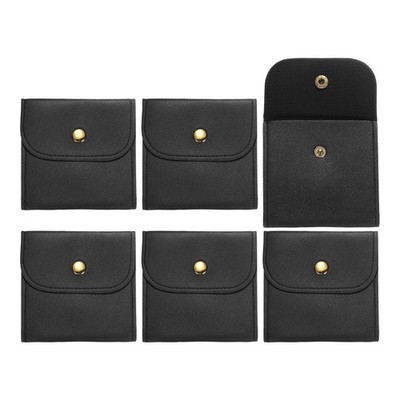 6Pcs Mini Jewelry Pouch 8 Inch PU Leather Small Jewelry Bags Black