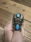 Navajo Kachina Ring Vintage Sterling Silver Turquoise 7.4 g Size 8