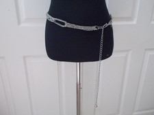 Ladies Silver Metal Mesh Link Chain Belt fits 32" - 42"