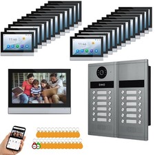7 Inch Wired Video Intercom System for Apartments, 24 Units, 1080P Touchscreen